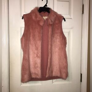 🩷Michael Michael Kors Pink Faux Fur Knit Vest Size Medium🩷